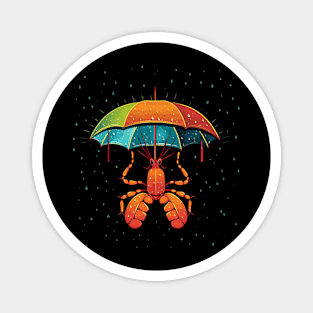 Lobster Rainy Day With Umbrella Magnet